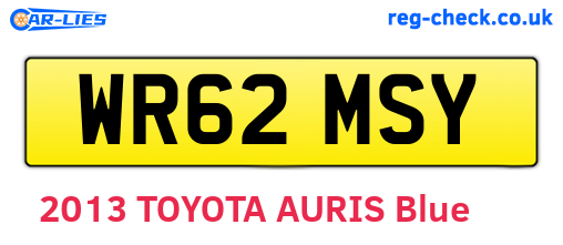 WR62MSY are the vehicle registration plates.