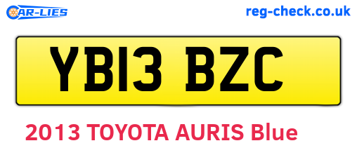 YB13BZC are the vehicle registration plates.