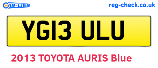 YG13ULU are the vehicle registration plates.