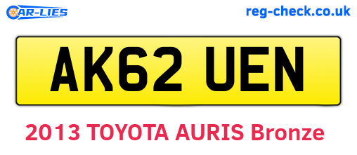 AK62UEN are the vehicle registration plates.