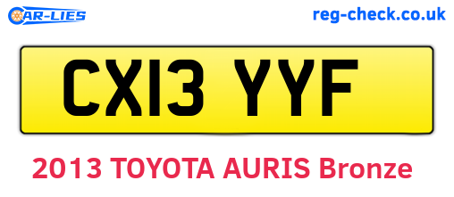 CX13YYF are the vehicle registration plates.