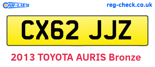 CX62JJZ are the vehicle registration plates.
