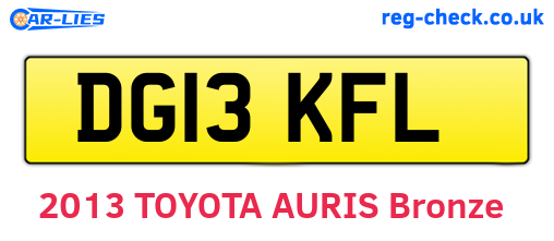 DG13KFL are the vehicle registration plates.