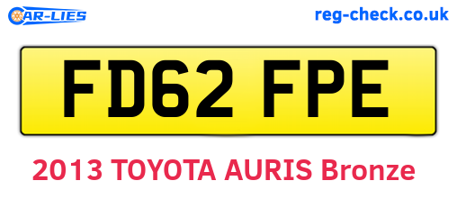 FD62FPE are the vehicle registration plates.