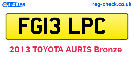 FG13LPC are the vehicle registration plates.