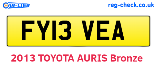 FY13VEA are the vehicle registration plates.