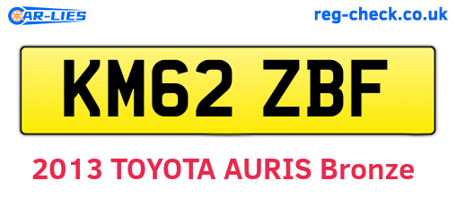 KM62ZBF are the vehicle registration plates.