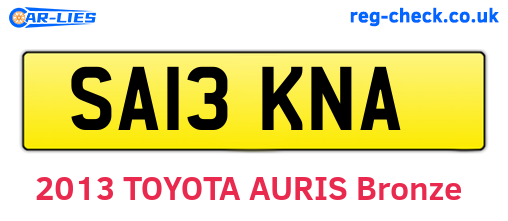 SA13KNA are the vehicle registration plates.