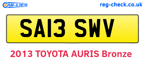 SA13SWV are the vehicle registration plates.