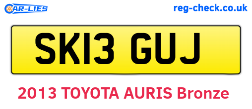 SK13GUJ are the vehicle registration plates.