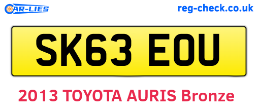 SK63EOU are the vehicle registration plates.