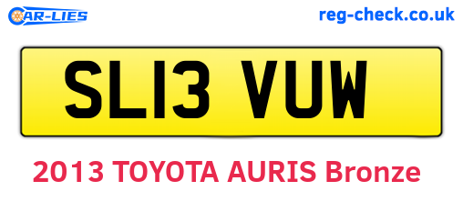 SL13VUW are the vehicle registration plates.