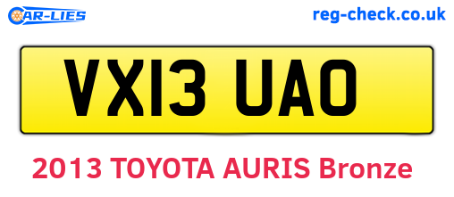 VX13UAO are the vehicle registration plates.
