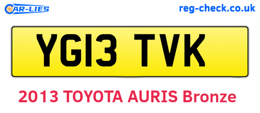 YG13TVK are the vehicle registration plates.