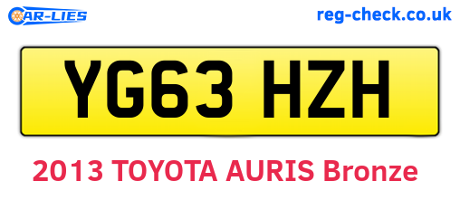 YG63HZH are the vehicle registration plates.