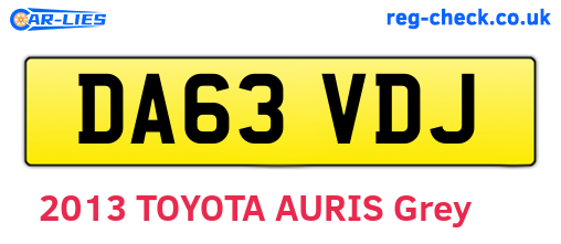 DA63VDJ are the vehicle registration plates.