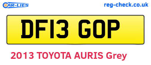 DF13GOP are the vehicle registration plates.