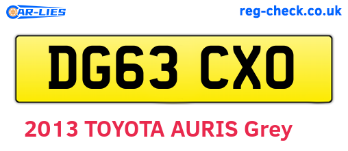 DG63CXO are the vehicle registration plates.