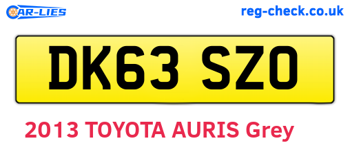 DK63SZO are the vehicle registration plates.