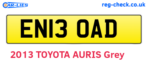 EN13OAD are the vehicle registration plates.