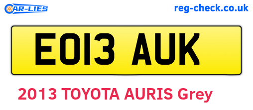EO13AUK are the vehicle registration plates.