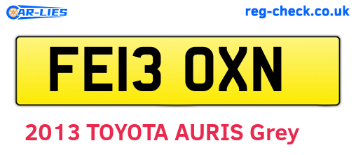 FE13OXN are the vehicle registration plates.