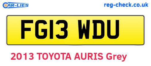 FG13WDU are the vehicle registration plates.