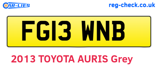 FG13WNB are the vehicle registration plates.