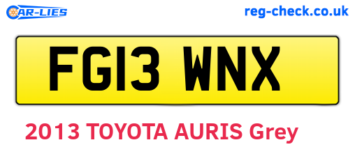 FG13WNX are the vehicle registration plates.