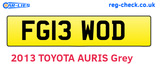 FG13WOD are the vehicle registration plates.