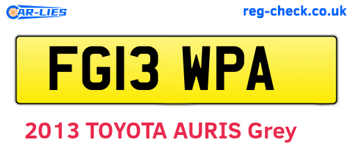 FG13WPA are the vehicle registration plates.