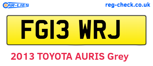 FG13WRJ are the vehicle registration plates.