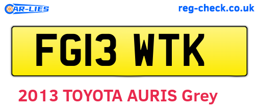 FG13WTK are the vehicle registration plates.