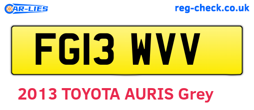 FG13WVV are the vehicle registration plates.