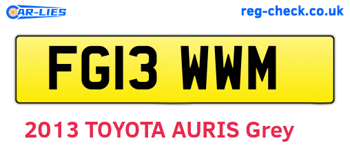 FG13WWM are the vehicle registration plates.