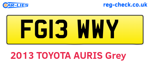 FG13WWY are the vehicle registration plates.