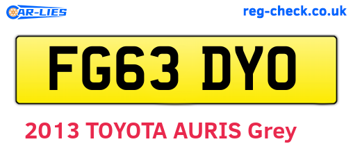 FG63DYO are the vehicle registration plates.