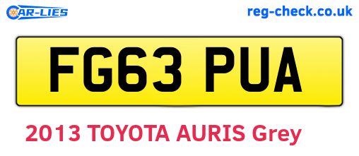 FG63PUA are the vehicle registration plates.