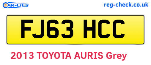 FJ63HCC are the vehicle registration plates.