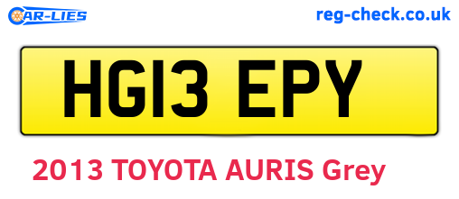 HG13EPY are the vehicle registration plates.