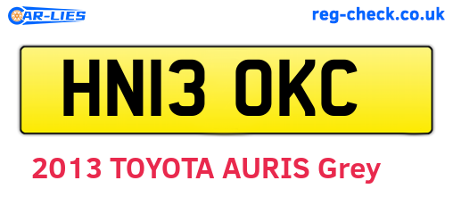 HN13OKC are the vehicle registration plates.