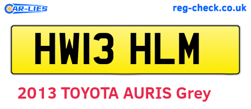 HW13HLM are the vehicle registration plates.