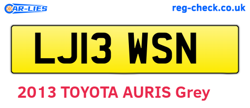 LJ13WSN are the vehicle registration plates.
