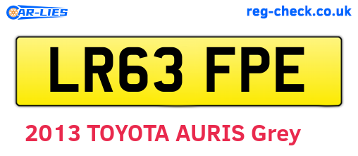 LR63FPE are the vehicle registration plates.