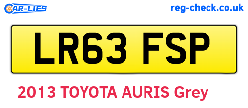 LR63FSP are the vehicle registration plates.