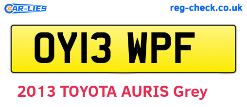OY13WPF are the vehicle registration plates.
