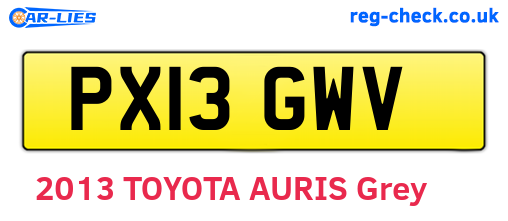PX13GWV are the vehicle registration plates.