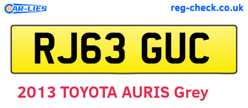 RJ63GUC are the vehicle registration plates.