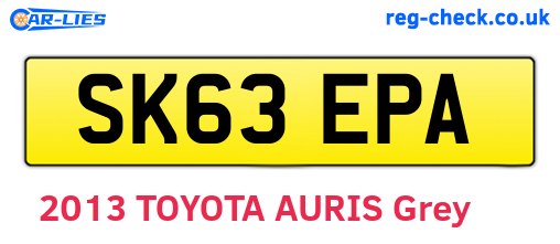 SK63EPA are the vehicle registration plates.