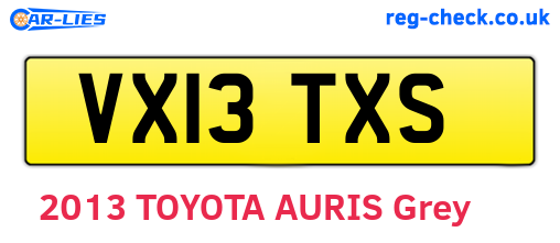 VX13TXS are the vehicle registration plates.